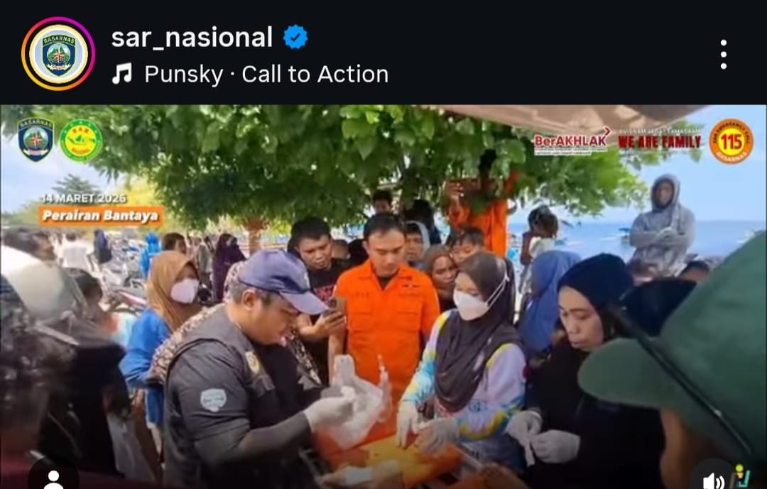 Tim SAR gabungan berhasil mengevakuasi nelayan hilang kontak di perairan Bantaya Parigi Moutong, Sulawesi Tengah, Sabtu (14/3/2026).