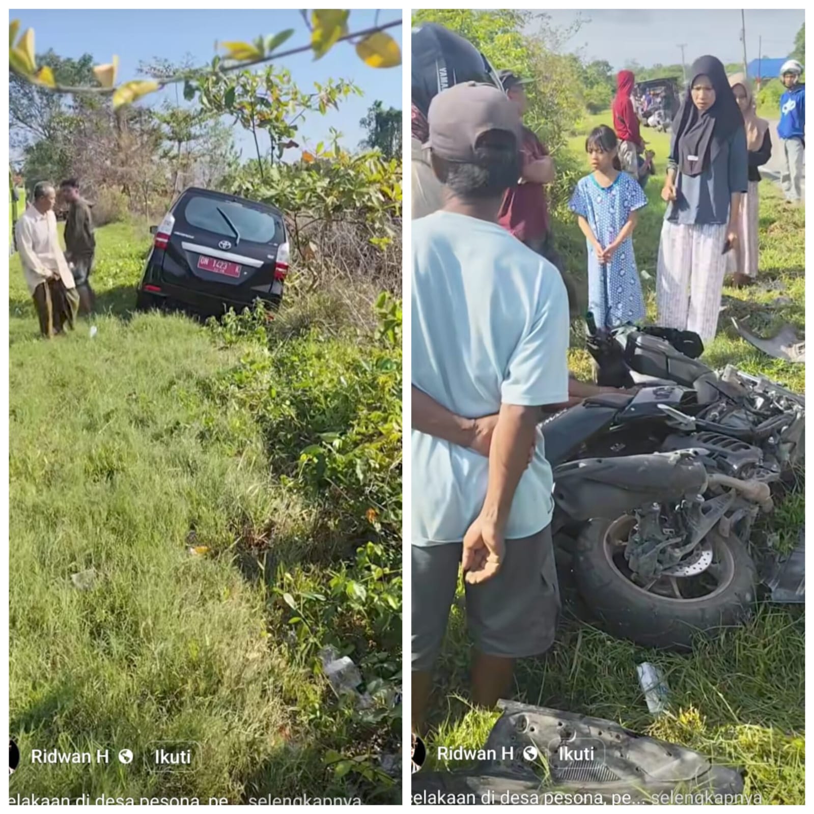 Kondisi kendaraan usai kecelakaan maut antara mobil Avanza plat merah dan motor NMax di Jalan Trans Sulawesi Desa Posona, Kecamatan Kasimbar, Kabupaten Parigi Moutong, Minggu (15/3/2026).