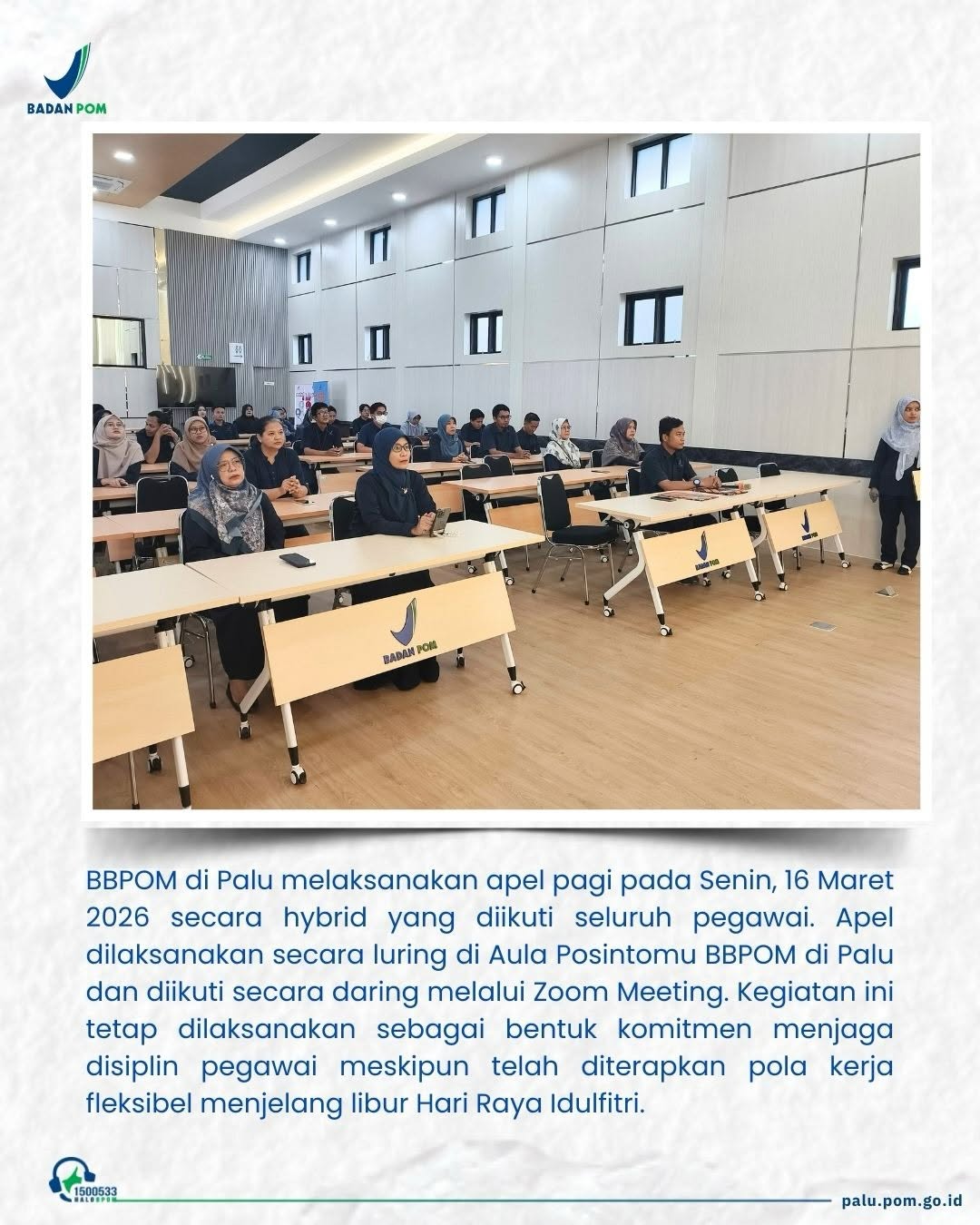 Apel pagi yang digelar secara hybrid pada Senin (16/3).