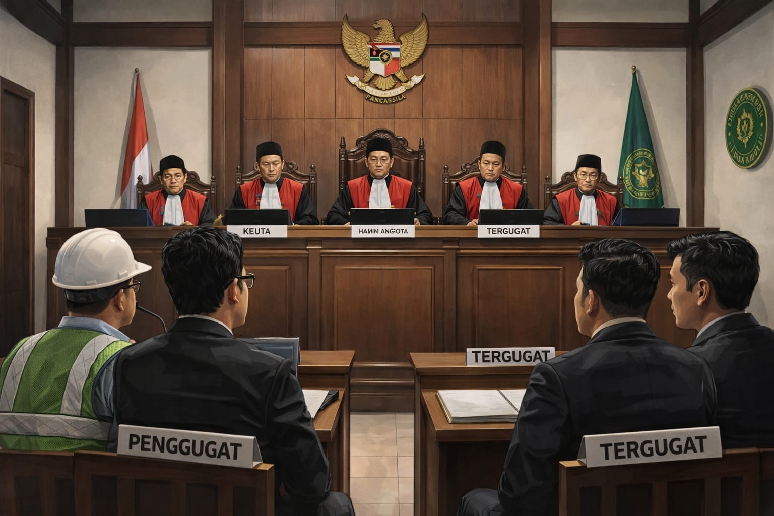 Ilustrasi persidangan putusan PTUN Palu terkait sengketa izin tambang yang kini berlanjut ke tahap banding.