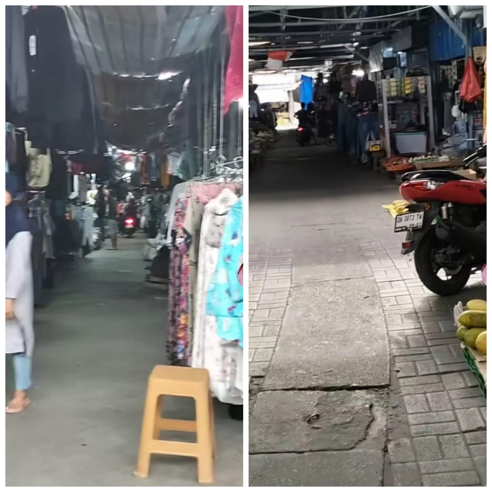 Tangkapan video memperlihatkan Pasar Masomba yang sepi pembeli jelang Lebaran 1447 H.