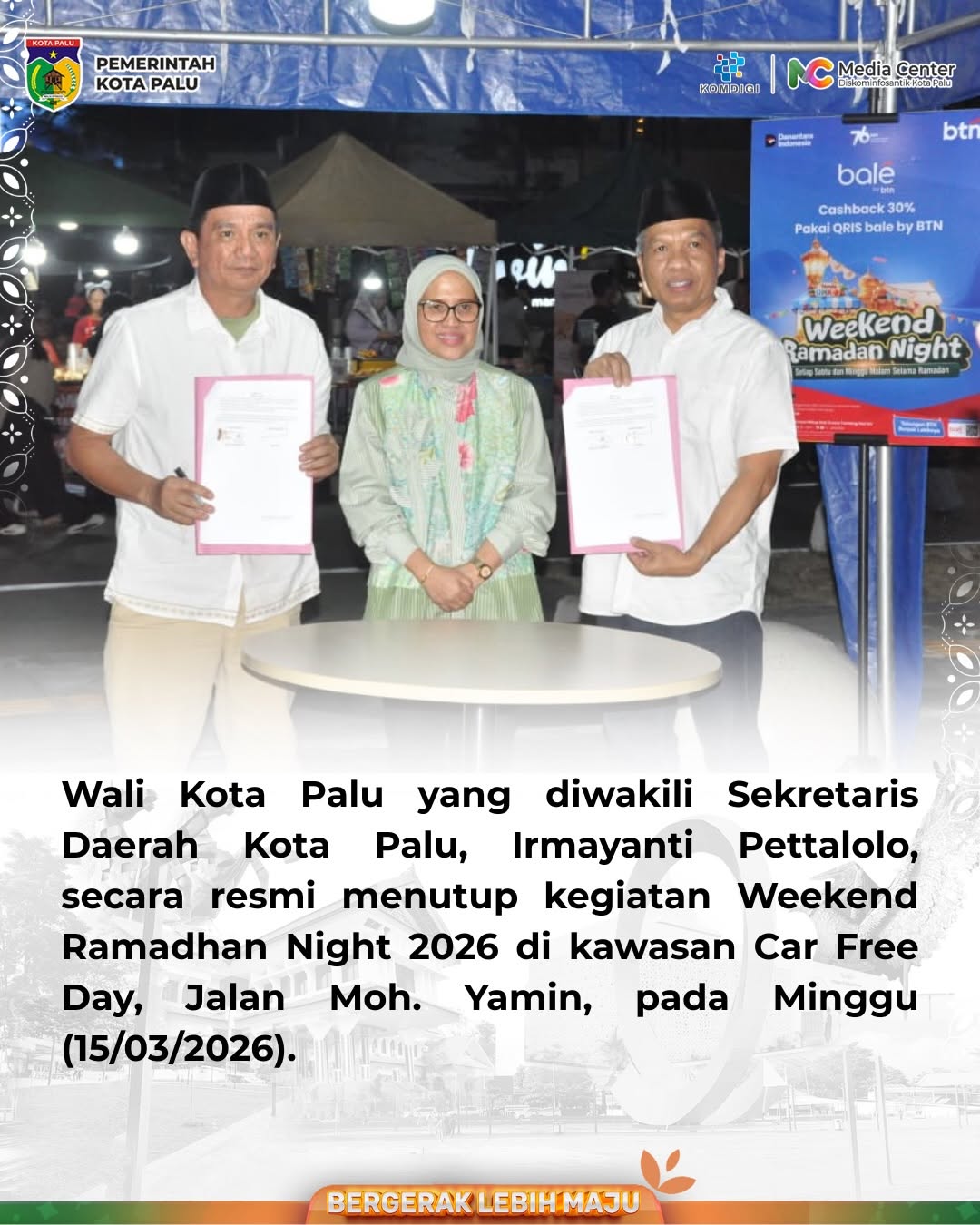 Dukungan digitalisasi transaksi dari Bank Tabungan Negara (BTN) Cabang Palu turut mendorong perputaran ekonomi dalam ajang Weekend Ramadan Night 2026.