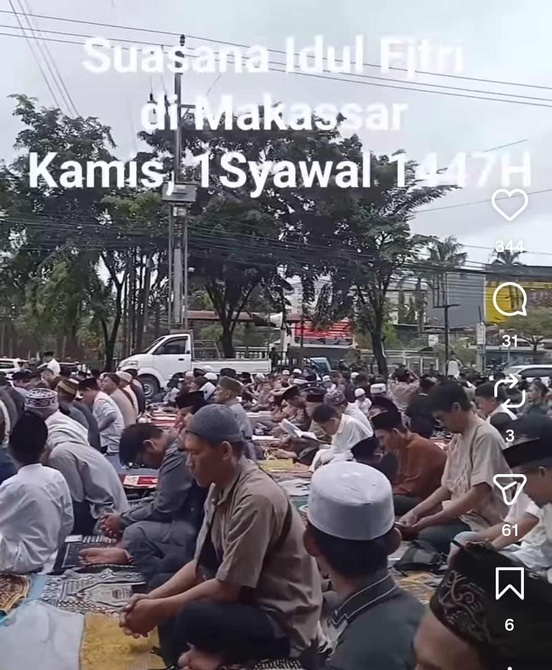 Sebagian warga Makassar menunaikan Salat Idulfitri Makassar 2026 di Jalan Perintis Kemerdekaan sebelum sidang isbat pemerintah.