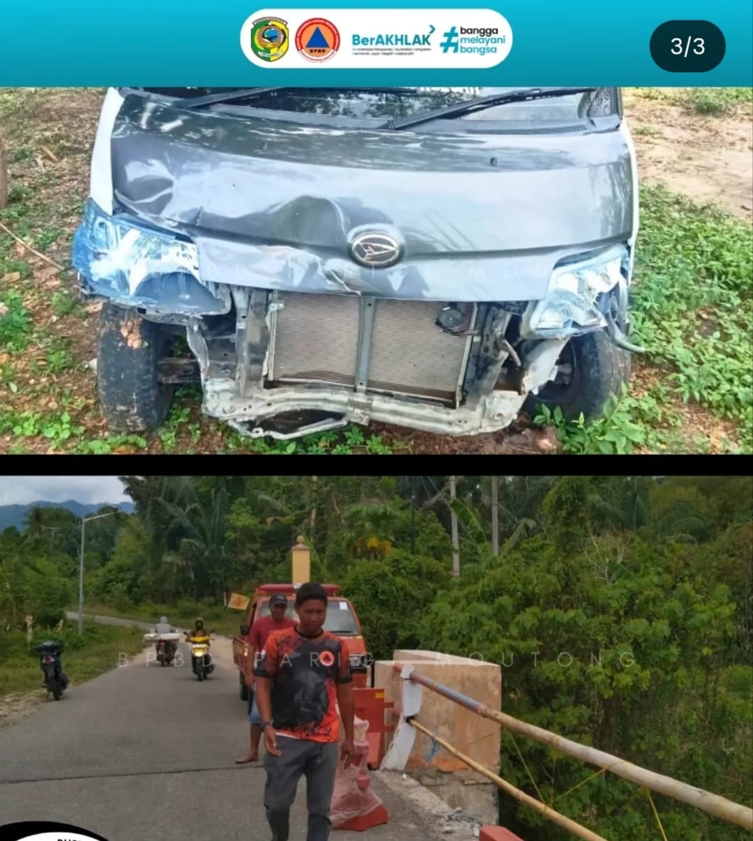  Kondisi pembatas Jembatan Baliara di Parigi Moutong yang rusak usai ditabrak kendaraan, Jumat (20/3/2026).