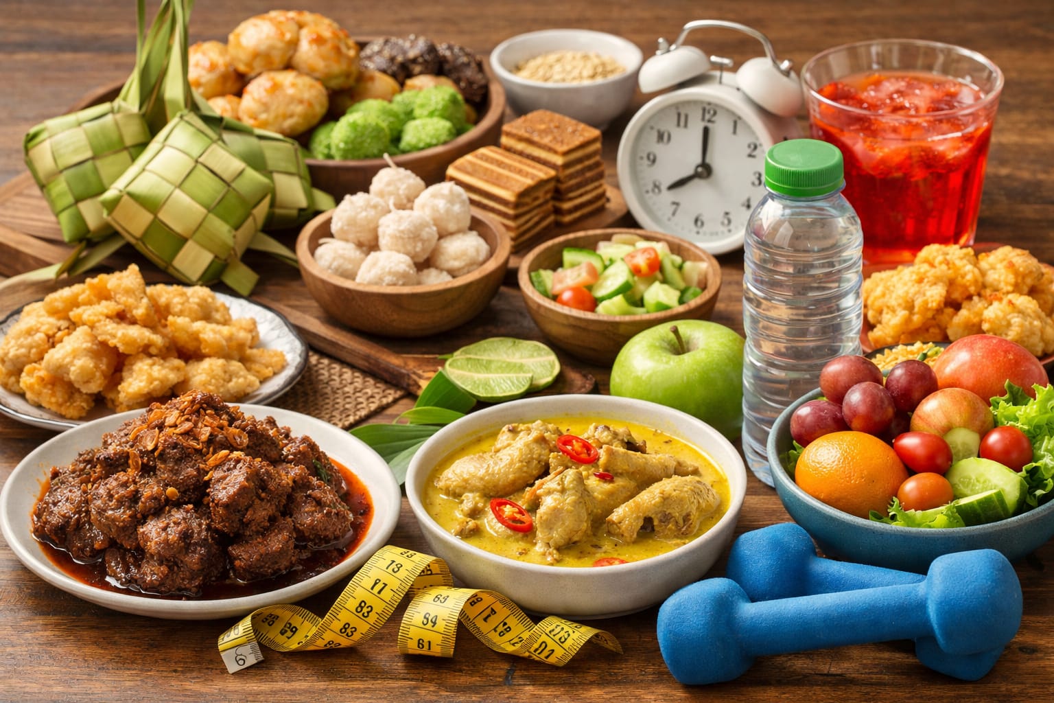 Ilustrasi hidangan Lebaran yang perlu diimbangi tips hidup sehat setelah Lebaran agar tubuh tetap bugar.