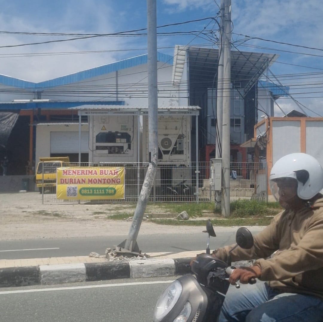 Kondisi tiang lampu di median Jalan L Gadi, Kelurahan Mamboro, Palu Utara.