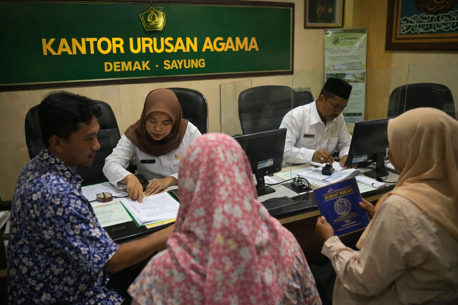 Layanan KUA tetap buka usai Lebaran, warga mengurus administrasi nikah di tengah penerapan WFA ASN.