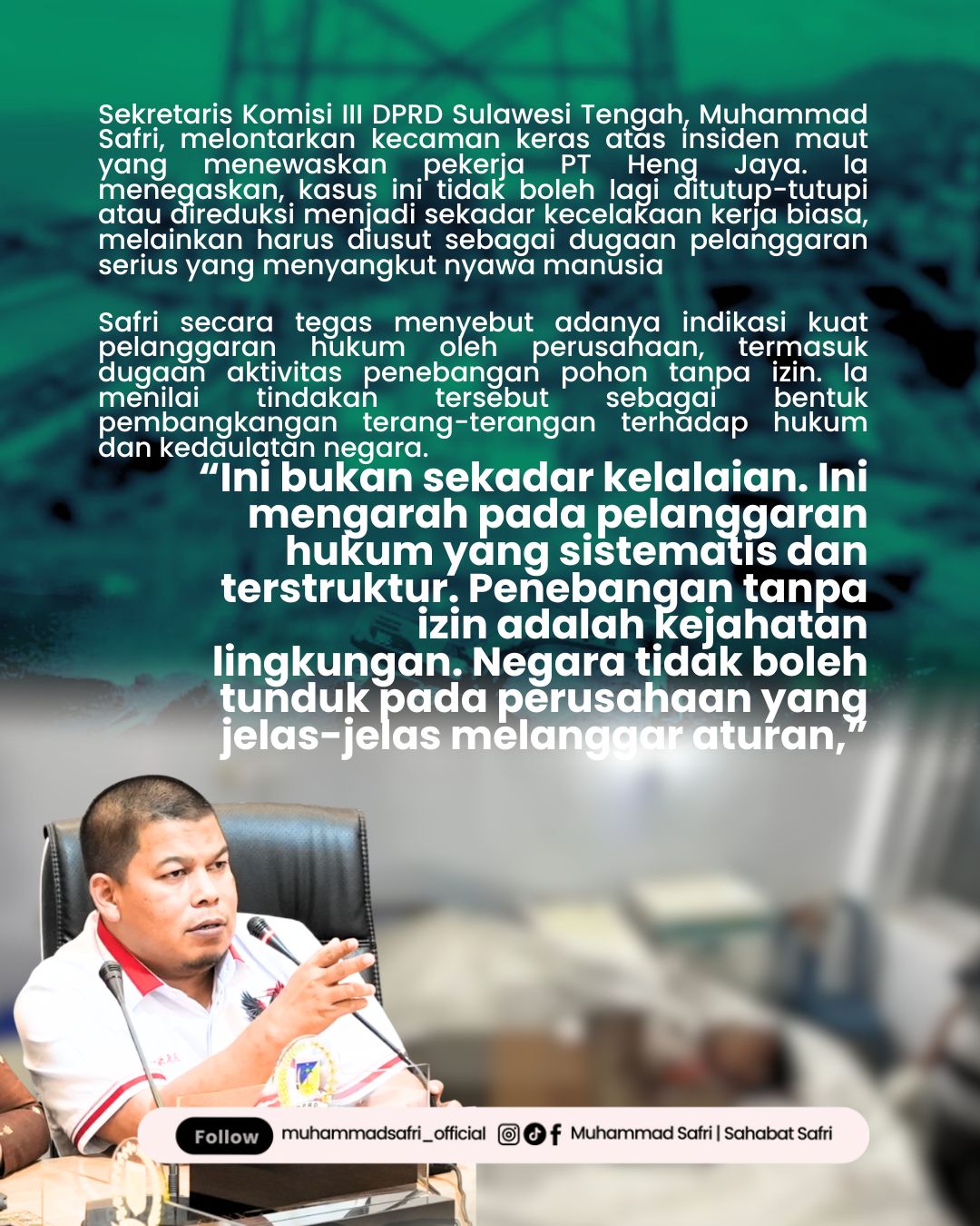Insiden maut pekerja tambang di Sulteng dinilai sebagai kegagalan sistem keselamatan kerja, DPRD desak investigasi total.