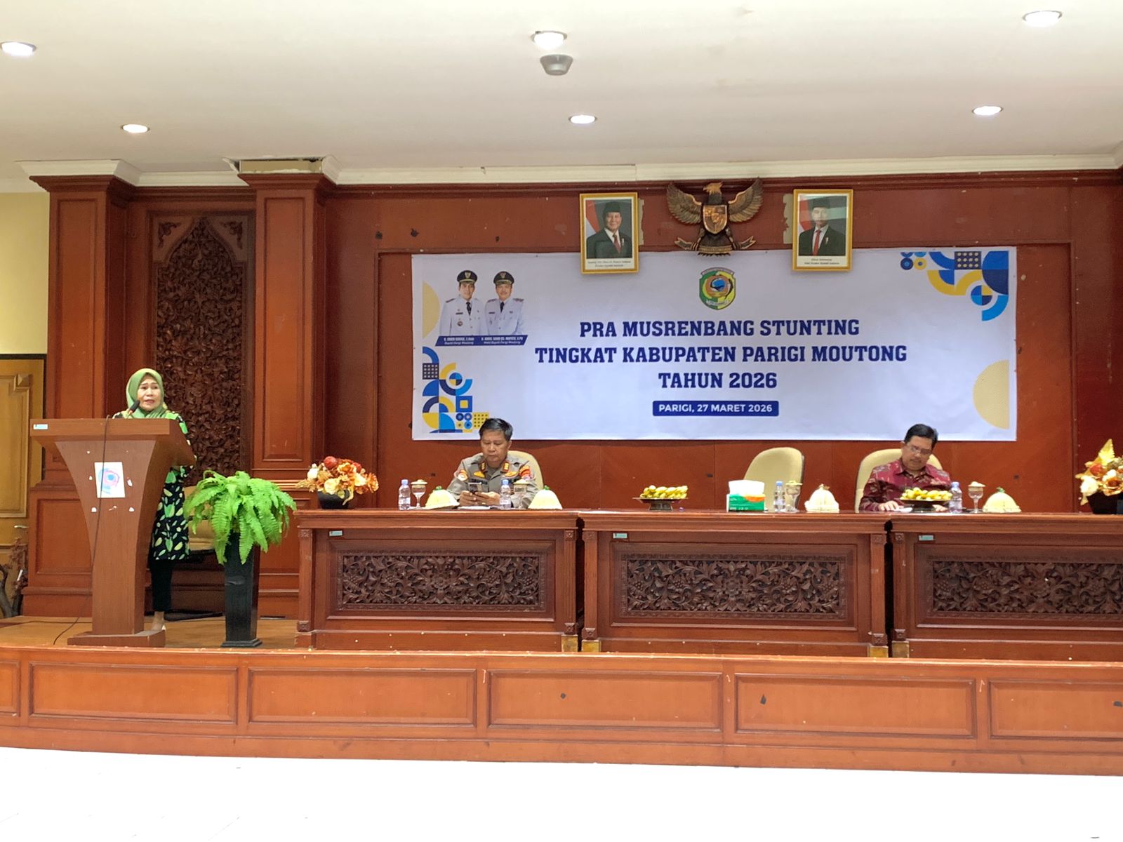 PRA MUSRENBANG : Asisten Administrasi Umum Setda Parimo, Yusnaeni, membuka pra Musrenbang Stunting, Jumat (27/3/2026).(FOTO: ISTIMEWA/RADAR PALU).