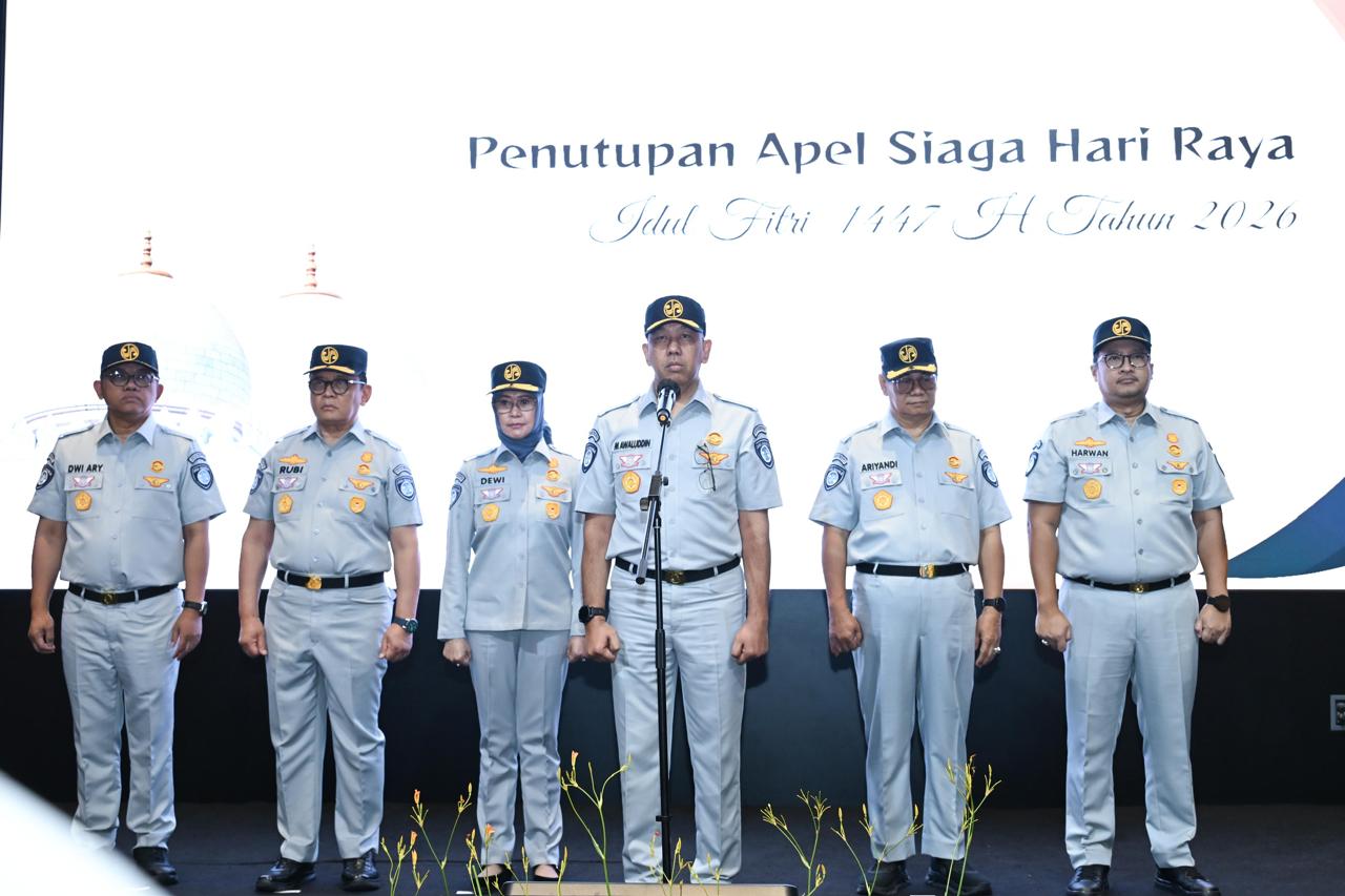Direktur Utama Jasa Raharja, Muhammad Awaluddin Memimpin Apel Penutupan Siaga Hari Raya Idul Fitri 1447 H/2026 M di Auditorium Jasa Raharja pada Senin (30/3/2026).