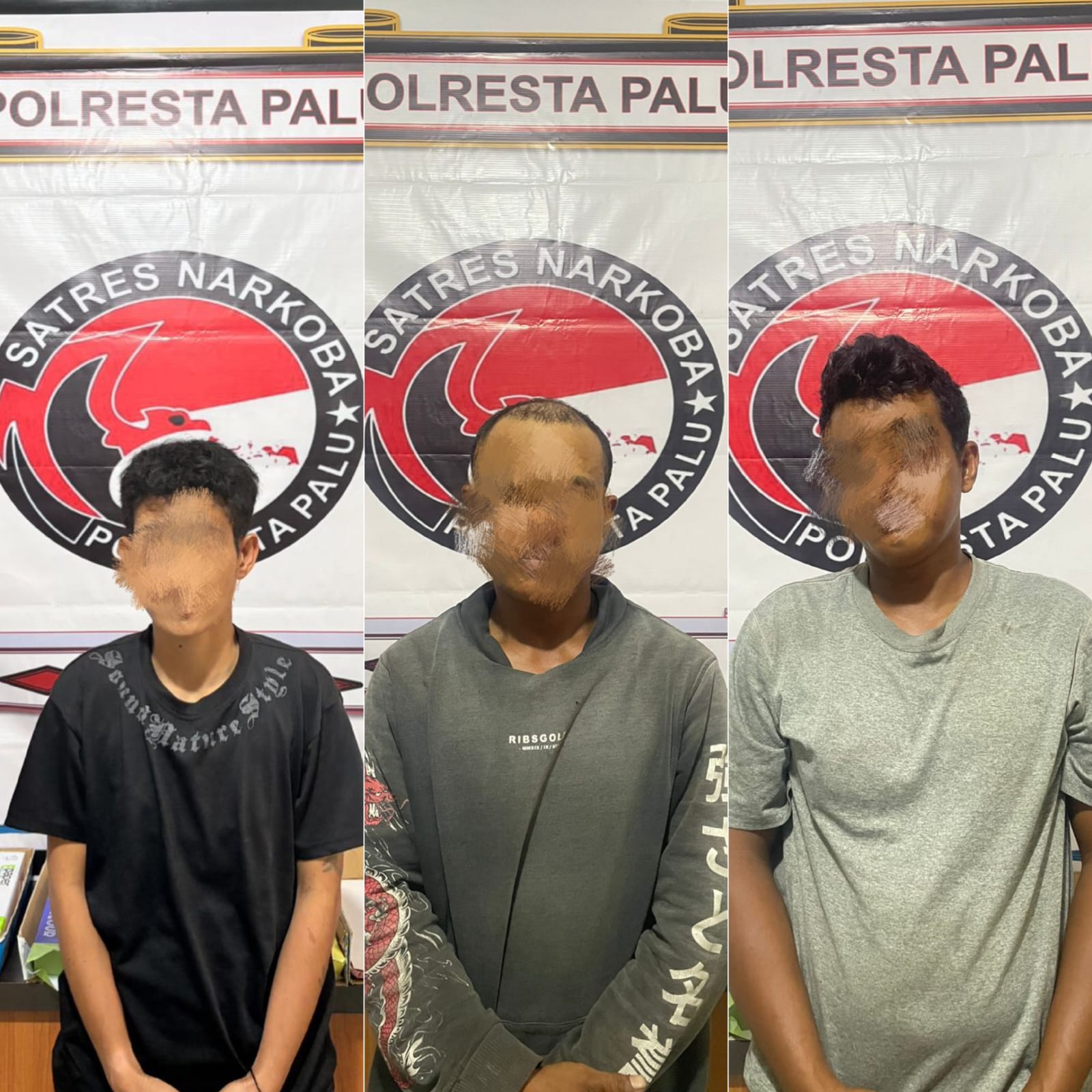 Satresnarkoba Polresta Palu tangkap tiga pengedar narkoba.