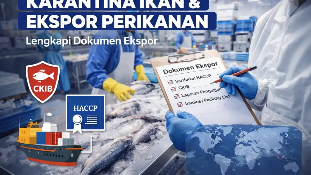 Ilustrasi, Petugas memeriksa dokumen ekspor produk perikanan dalam proses karantina ikan, termasuk sertifikasi HACCP dan CKIB, guna menjamin mutu dan keamanan ekspor ikan ke pasar internasional.