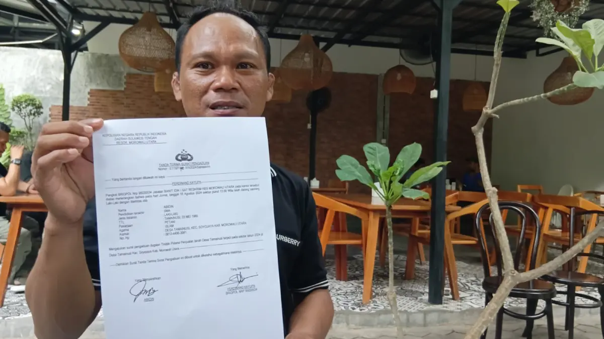 Pelapor menunjukkan laporan polisi yang dilaporkan sejak tahun 2024.(IST)