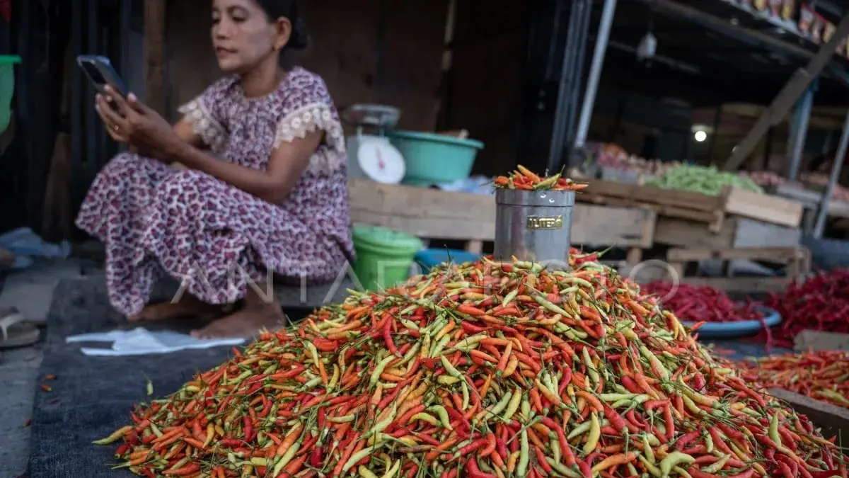 Aktivitas pedagang bawang dan cabai di pasar tradisional Palu saat harga pangan mengalami kenaikan signifikan (ANTARA)