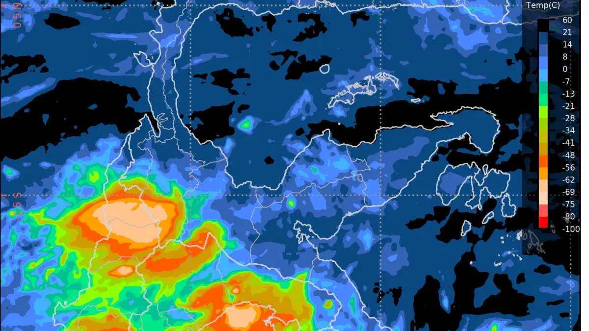 Badan Meteorologi, Klimatologi, dan Geofisika (BMKG) kembali memperbarui peringatan dini cuaca untuk wilayah Sulawesi Tengah, Sabtu (4/4/2026) malam.(HIMAWARI BMKG)