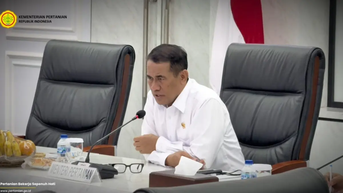 Menteri Pertanian Andi Amran Sulaiman saat memberikan arahan percepatan tanam untuk menjaga stok beras Indonesia di tengah ancaman El Nino. (Youtube Kementan)