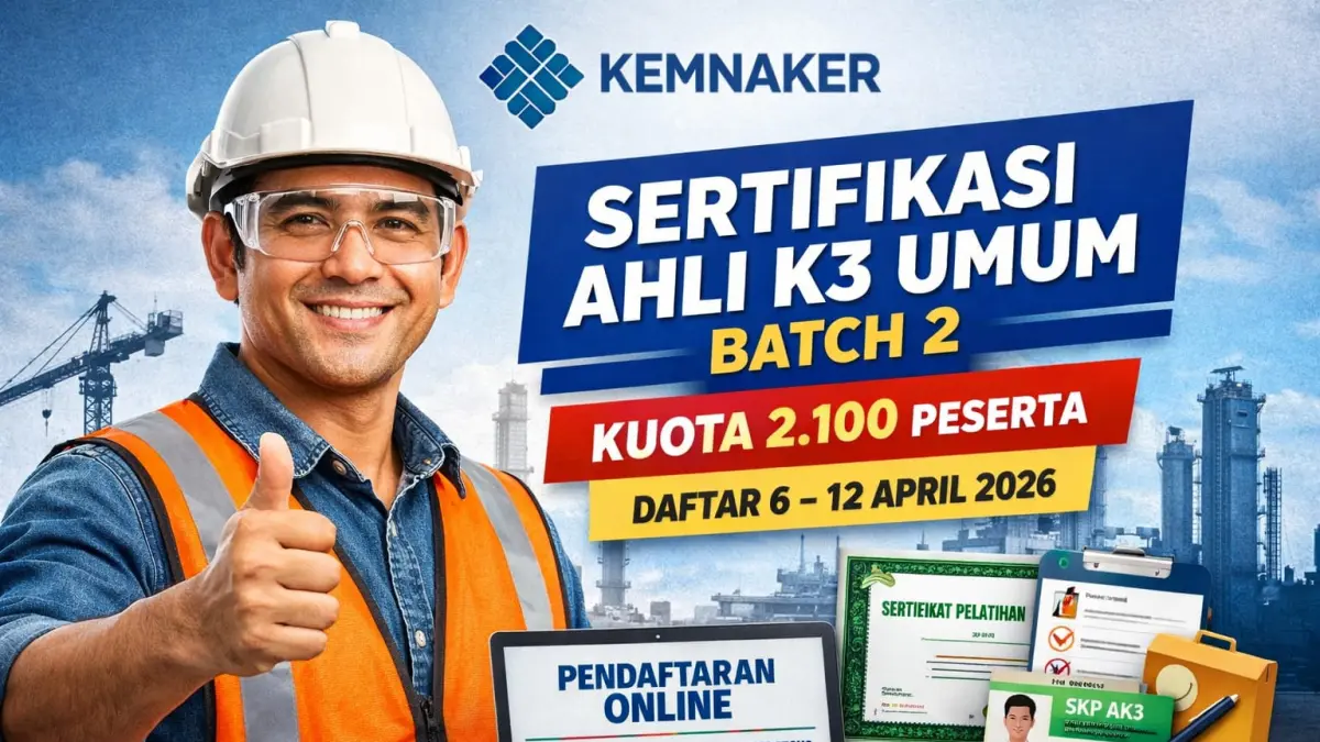 Kemnaker membuka pendaftaran sertifikasi Ahli K3 Umum Batch 2 dengan kuota 2.100 peserta dari seluruh Indonesia. (Ilustrasi)