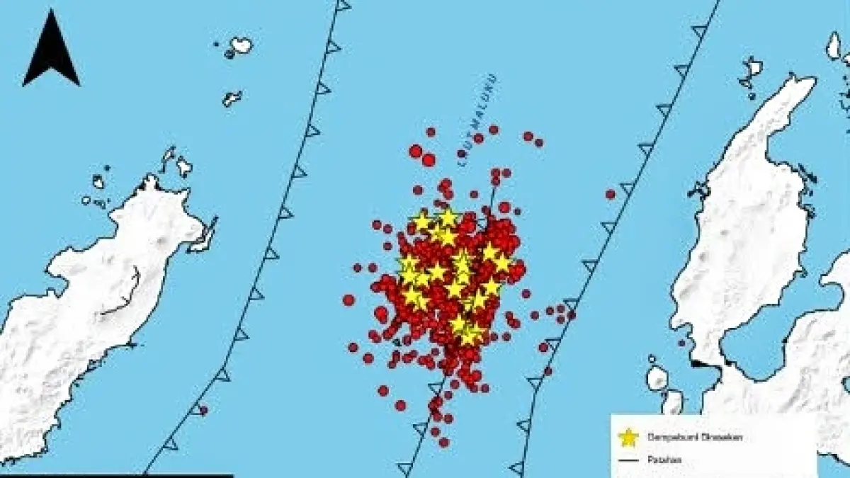 Aktivitas gempa susulan pascagempa utama berkekuatan magnitudo 7,6 di wilayah Maluku Utara masih terus terjadi, Selasa, 7 April 2026. (Instagram/@stageof.manado.bmkg)