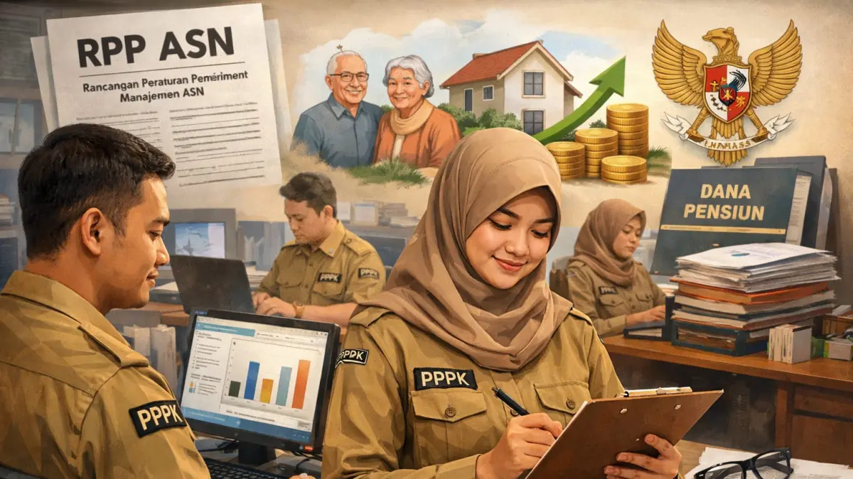 Ilustrasi pegawai PPPK saat bertugas, pemerintah siapkan skema jaminan pensiun dalam RPP ASN.