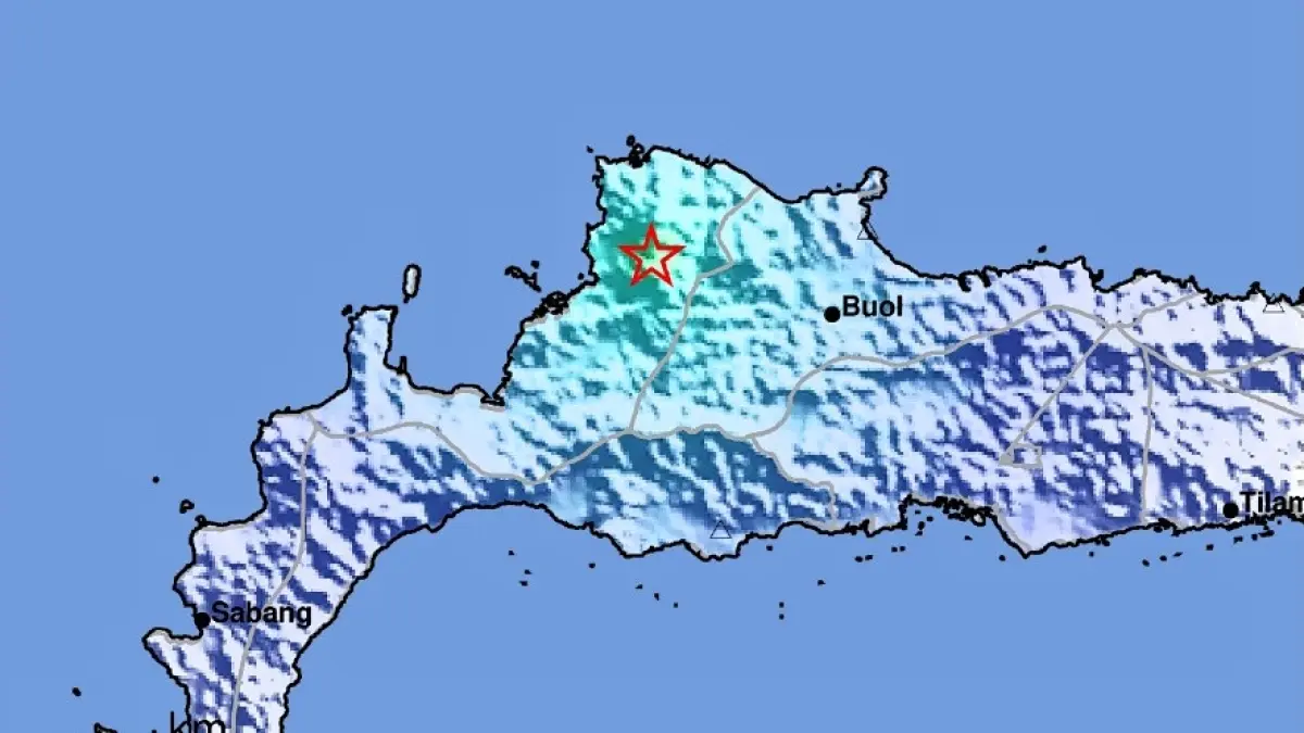 Peta guncangan gempa tektonik di Kabupaten Tolitoli, Sulawesi Tengah berkekuatan magnitudo 4,3 pada Selasa (7/4/2026) siang.(STAGEOF BMKG KELAS I PALU)