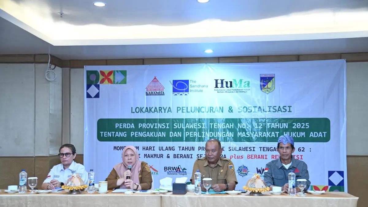 Wakil Gubernur Sulteng Reny Lamadjido membuka sosialisasi Perda perlindungan masyarakat adat di Palu. ( Ro. Adpim Sulteng)