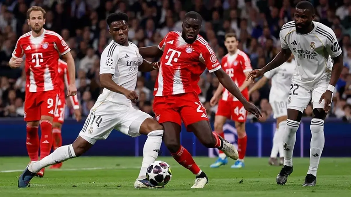 Real Madrid harus menerima kekalahan dari Bayern Munich di leg pertama perempat final Liga Champions 2025/2026.(REAL MADRID)