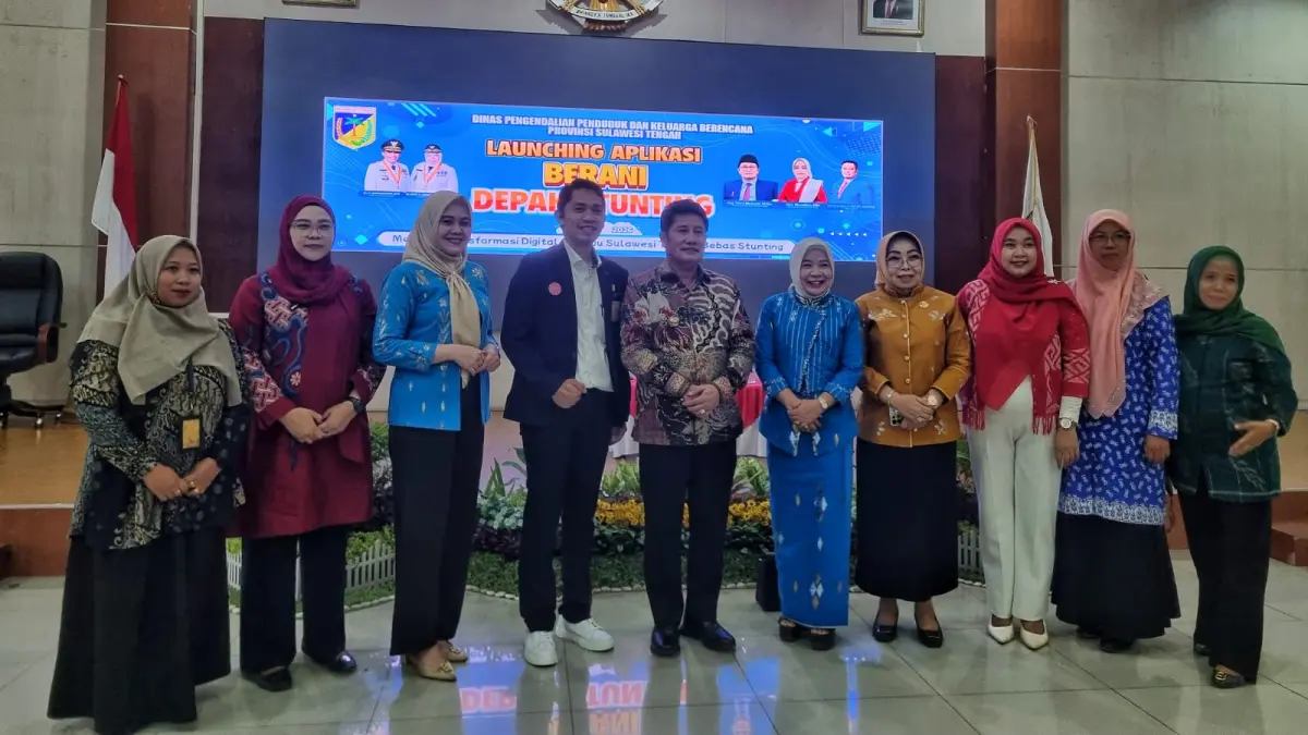 Launching aplikasi “Berani Depak Stunting” yang digelar oleh Dinas Pengendalian Penduduk dan Keluarga Berencana (P2KB) bekerja sama dengan Universitas Tadulako (Untad) dan turut melibatkan Pegadaian, Kamis (9/4/2026).(MOH FATHAHILA)