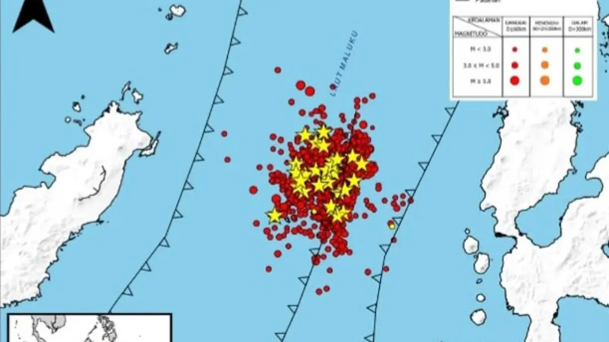 Aktivitas gempa susulan pascagempa utama M 7,6 di Maluku Utara masih terus terjadi hingga 12 April 2026.(DOK BMKG STAGEOF Manado)