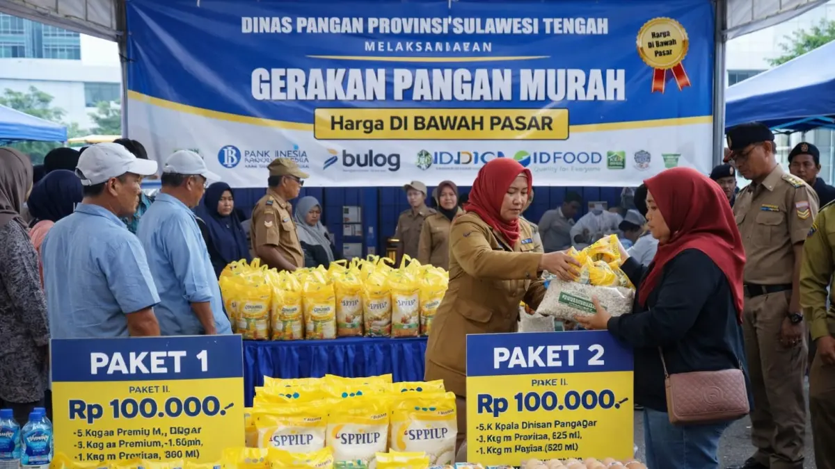 Gerakan Pangan Murah di JCC Palu menghadirkan paket sembako harga di bawah pasar untuk tekan inflasi Sulteng(Ilustrasi/Radar Palu)