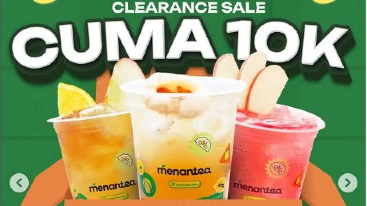 HANYA RP10 RIBU: Sebagai salam perpisahaan, Menantea menawarkan promo hanya Rp10 ribu/cup di setiap cabang. Kecuali cabang Papua, yakni Rp15 ribu/cup.(Foto: tangkan layar/Instagram @menantea.toko) 
