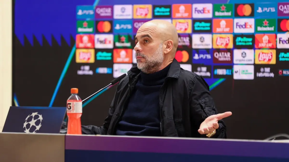 Pelatih Manchester City Pep Guardiola.(Twitter/@FabrizioRomano)