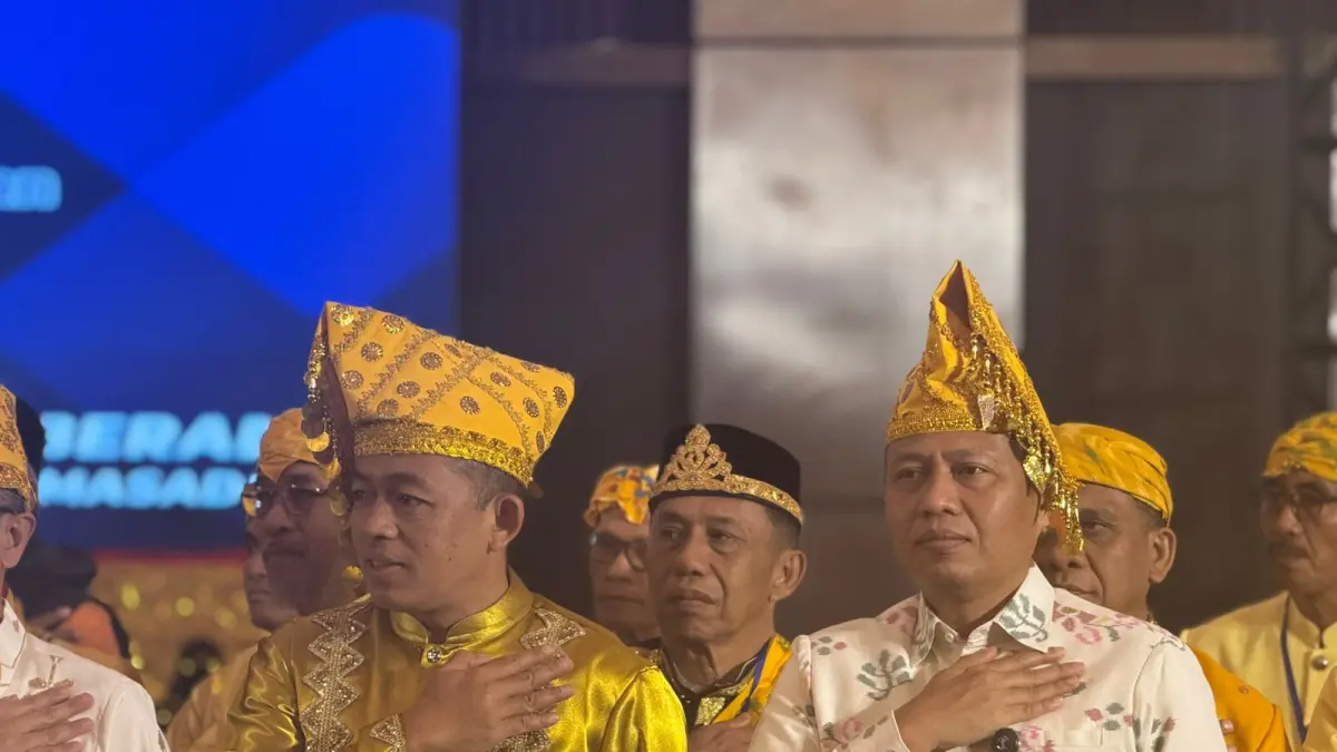 Kepala Kanwil Kemenkum Sulteng, Rakhmat Renaldy hadiri Pelantikan FKPA Sulawesi Tengah dalam rangkaian Silaturahmi Akbar Pemangku Adat di Palu, Selasa (14/4/2026). (Humas Kemenkum Sulteng)