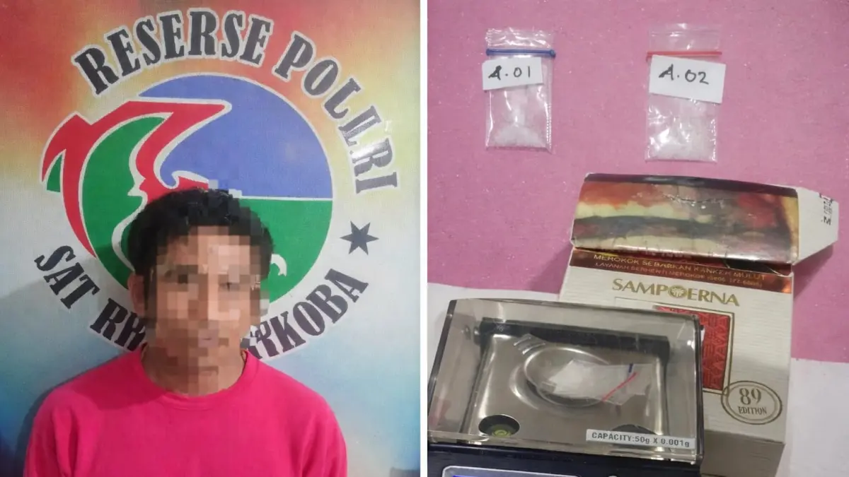 Tersangka berinisial ABN diamankan Satresnarkoba Polresta Palu usai ditangkap di Kelurahan Tavanjuka, Kecamatan Tatanga, Senin (13/4/2026).