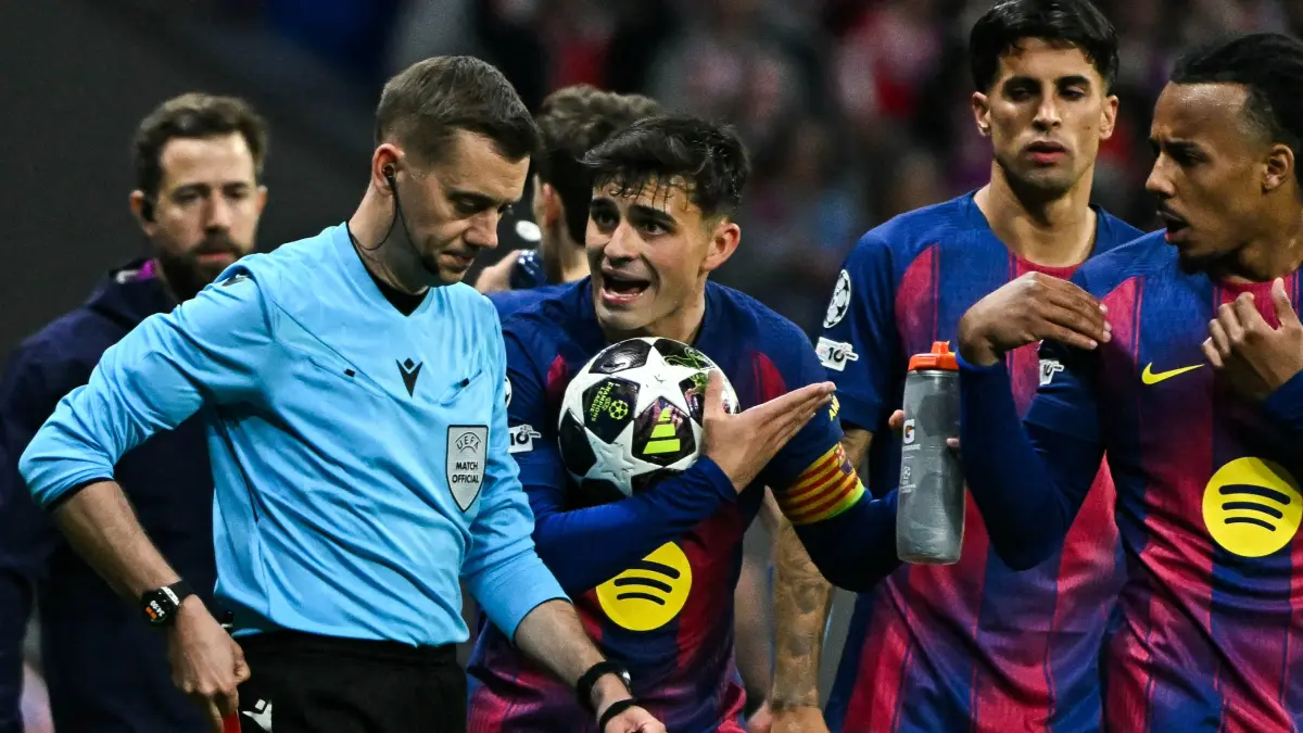 Barcelona mengakhiri langkahnya di Liga Champions 2025/26 setelah disingkirkan Atletico Madrid dengan agregat 2-3 di babak perempat final.(Twitter/@brfootball)