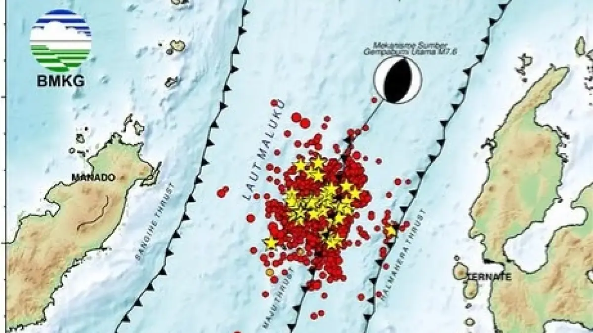 Aktivitas gempa susulan pascagempa besar magnitudo 7,6 di wilayah Maluku Utara masih terus terjadi.(BMKG)