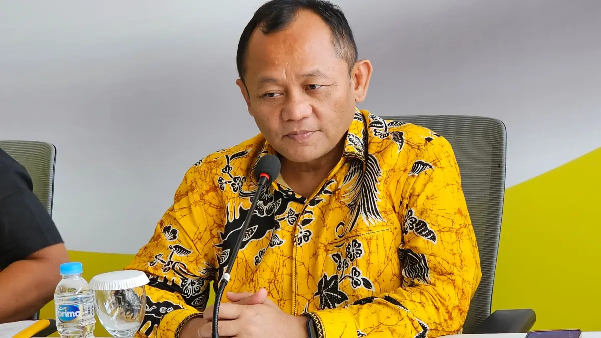 Sekjen Partai Golkar Sarmuji menyampaikan duka cita atas meninggalnya Nus Kei l.(Muhammad Ridwan/JawaPos.com)