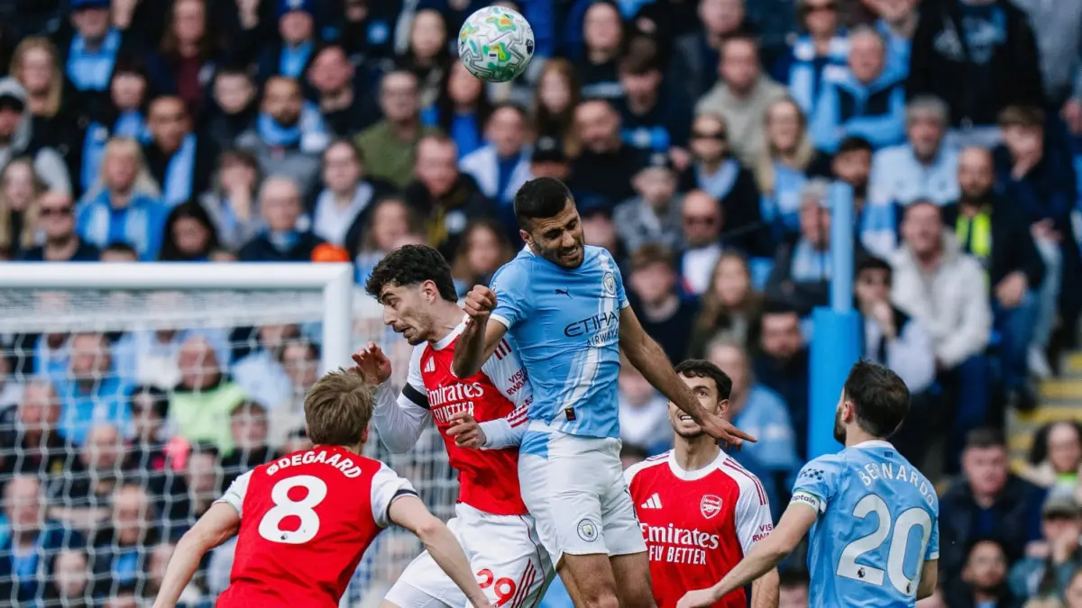 Arsenal harus takluk 1-2 dari Manchester City dalam laga krusial Premier League, Minggu (19/4/2026).(Twitter/@ManCity)