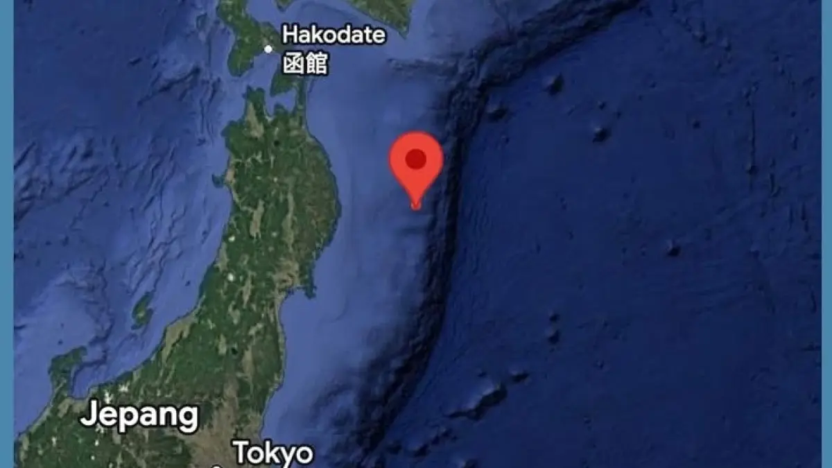 Gempa bumi kembali mengguncang Jepang berkekuatan magnitudo (M) 5,4 terjadi di lepas pantai Sanriku, Senin (20/4/2026) sekitar pukul 21.56 waktu setempat.(Instagram/@infogempadunia)