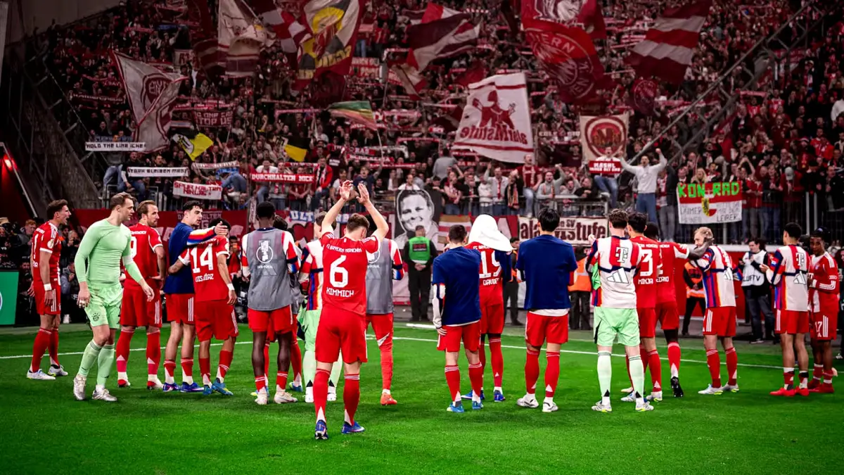 Bayern Munchen ke final DFB Pokal 2025/2026 usai menaklukkan Bayer Leverkusen dengan skor 2-0 pada semifinal di BayArena, Kamis (23/4/2026) dini hari WIB.(@fcbayern)