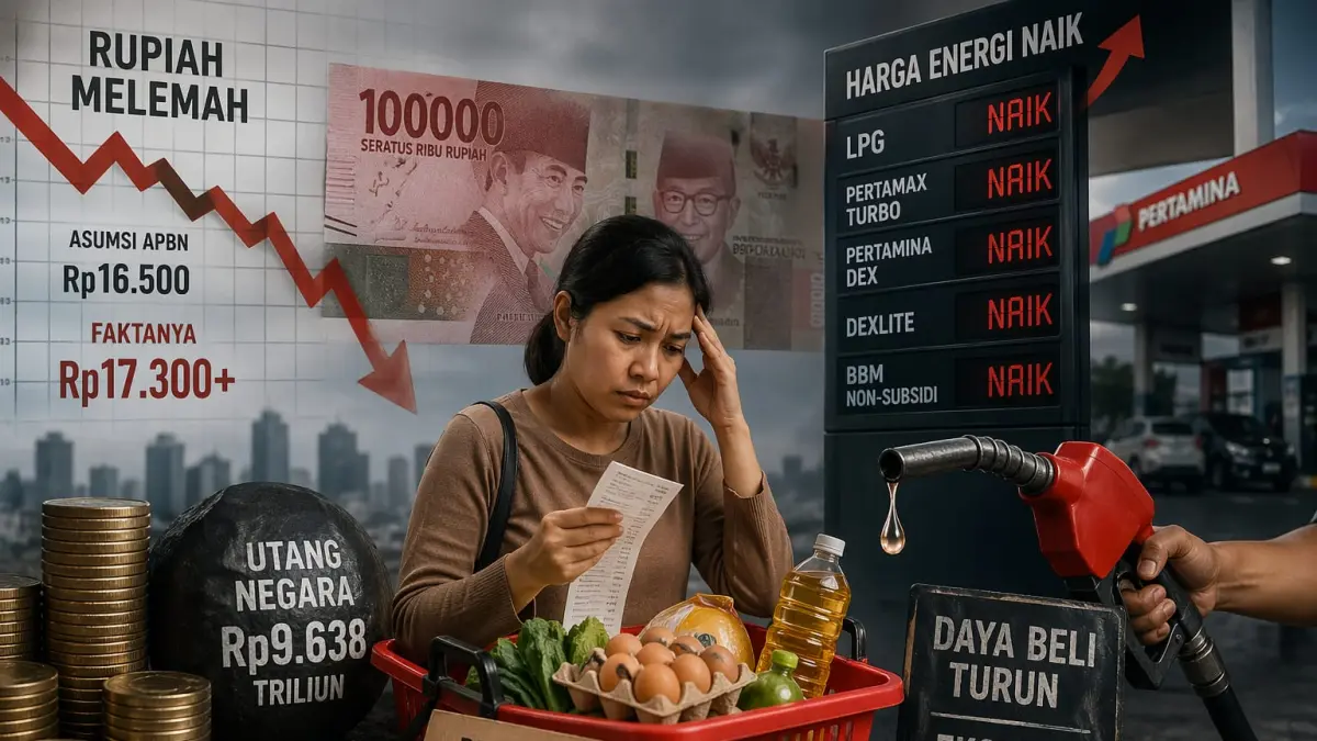Ilustrasi tekanan ekonomi: nilai tukar rupiah melemah dan harga BBM naik, berdampak langsung pada biaya hidup masyarakat(Radar Palu)