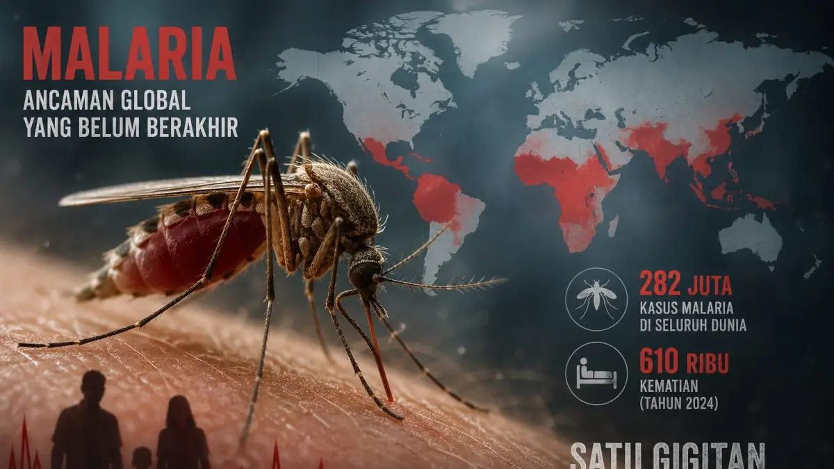 Ilustrasi nyamuk Anopheles penyebab malaria, ancaman global yang masih menelan ratusan ribu korban jiwa setiap tahun.(Ilustrasi ai/Radar Palu 