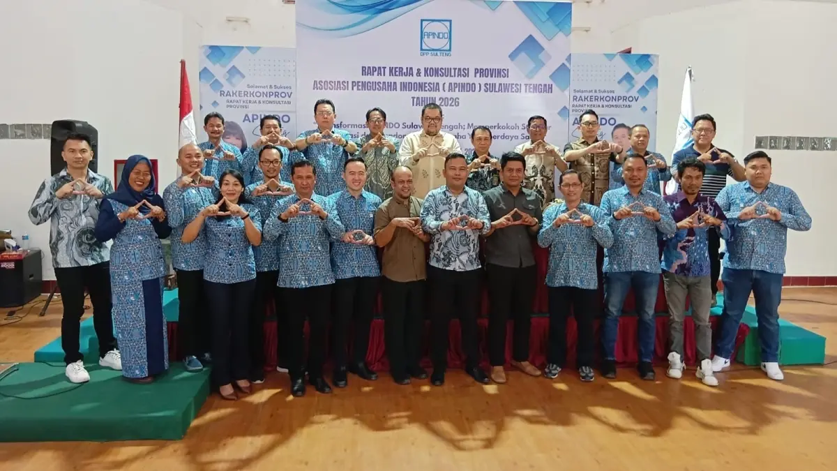 Pembukaan Rapat Kerja dan Konsultasi Provinsi APINDO Sulawesi Tengah di ruang pertemuan Milenium Gym Palu, Sabtu (25/4/2026).(IST)
