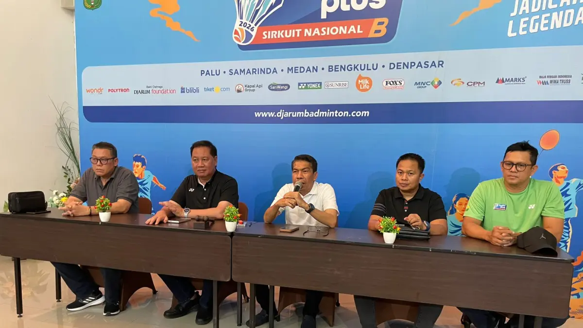 Panitia menggelar konferensi pers terkait persiapan Palu tuan rumah Hydroplus Sirnas B 2026 yang akan diikuti 360 atlet dari berbagai daerah di Indonesia.(Raffy/Radar Palu)
