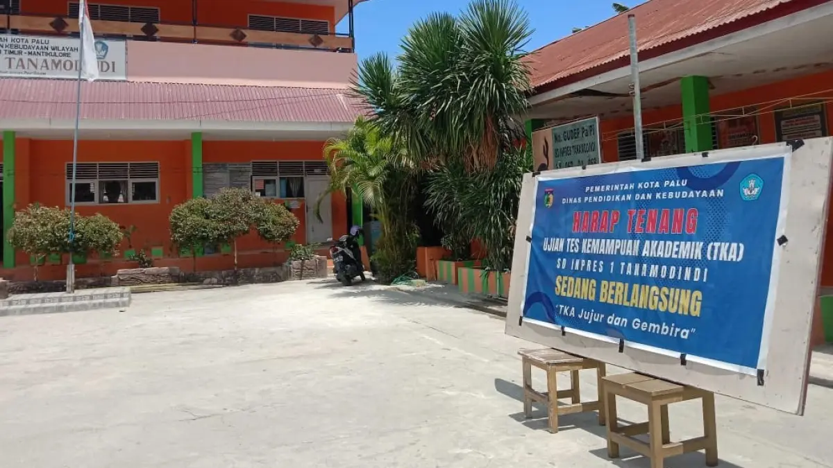 Papan Informasi pelaksanaan TKA di SD Inpres 1 Tanamodindi.