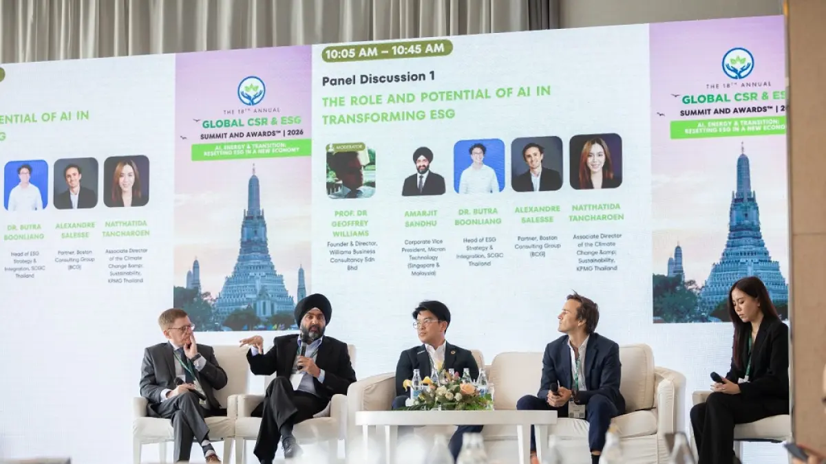 Salah satu sesi konferensi dalam 18th Annual Global CSR & ESG Summit & Awards 2026 di Bangkok, Thailand pada Kamis dan Jumat (23–24 April 2026).(Dokumentasi PT IMIP)