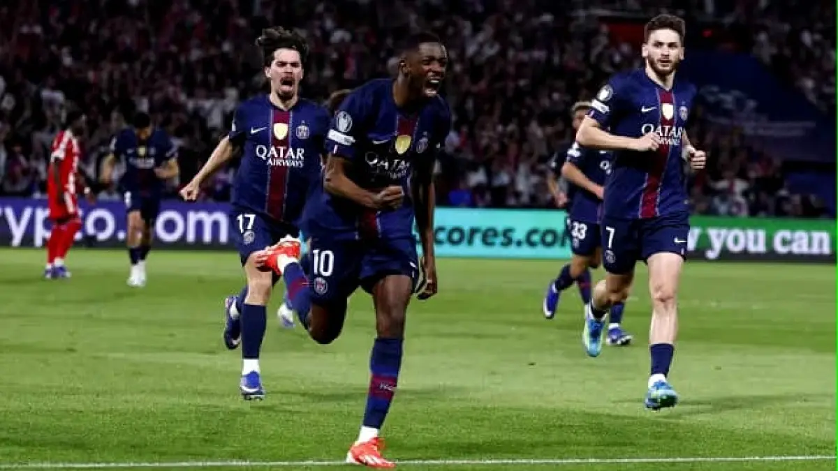 PSG menang tipis dalam leg pertama semifinal Liga Champions di Parc des Princes, Selasa (28/4) malam waktu setempat, dengan skor 5-4.(Twitter/psg.fr)