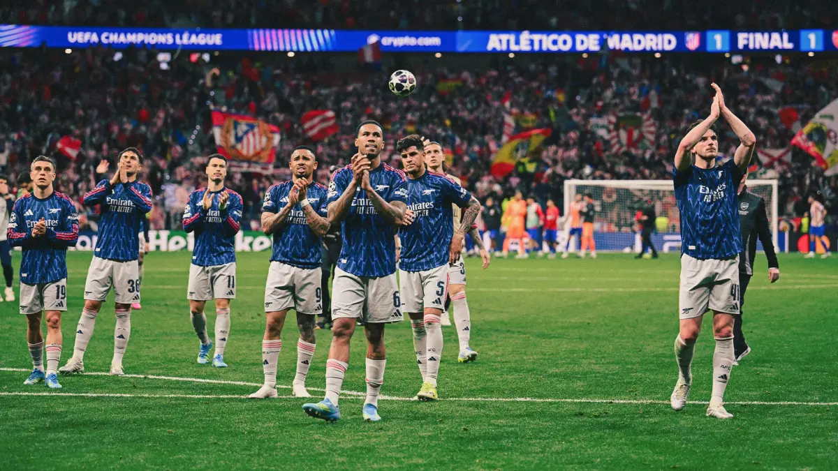 Arsenal menahan imbang Atletico Madrid 1-1 pada leg pertama semifinal Liga Champions 2025/26 di Stadion Metropolitano, Kamis (30/4) dini hari WIB.(Twitter/arsenal.com)