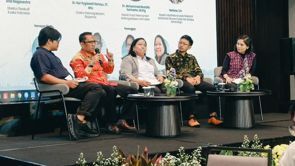 Paparan hasil studi Kesiapan Pasar Tenaga Kerja dalam Pengembangan Green Jobs di Sektor Energi Terbarukan.(Dok Koaksi Indonesia)