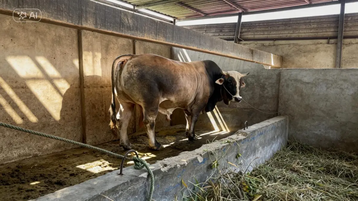 Sapi “Kentung” dengan bobot 922 kilogram milik peternak Palu, Sutran Indah Hariyono, terpilih sebagai hewan kurban Presiden Prabowo Subianto. FOTO: RAFFY/JAWA POS RADAR PALU
