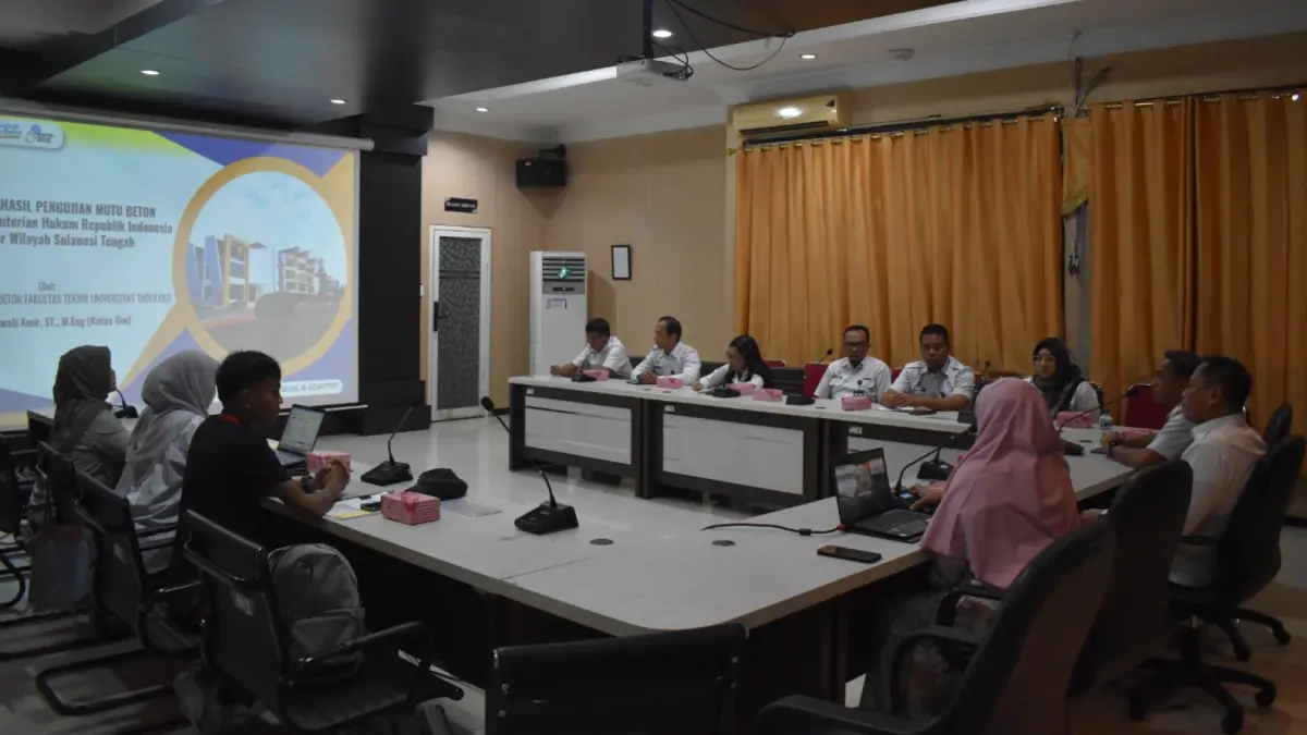 Kantor Wilayah Kementerian Hukum Sulawesi Tengah menerima pemaparan hasil uji beton gedung dan bangunan kantor oleh Tim Fakultas Teknik Universitas Tadulako.